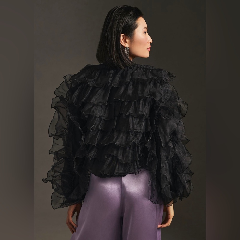 EVA FRANCO RUFFLED ORGANZA BOMBER JACKET - size US 2